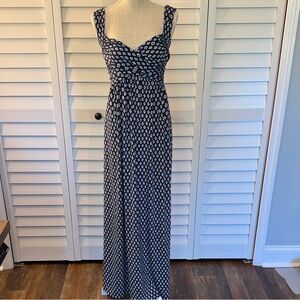 Max Studio Navy and White Patterned Maxi Dress